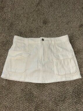 Cargo White Denim Mini Skirt